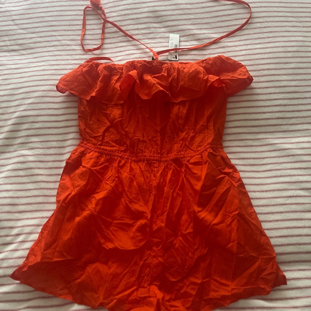 Vibrant Orange Strapless Romper